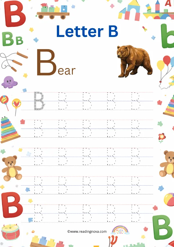Free worksheet: Alphabet Tracing - B