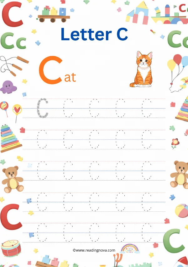 Free worksheet: Alphabet Tracing - C