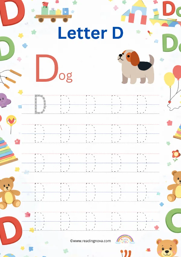 Free worksheet: Alphabet Tracing - D