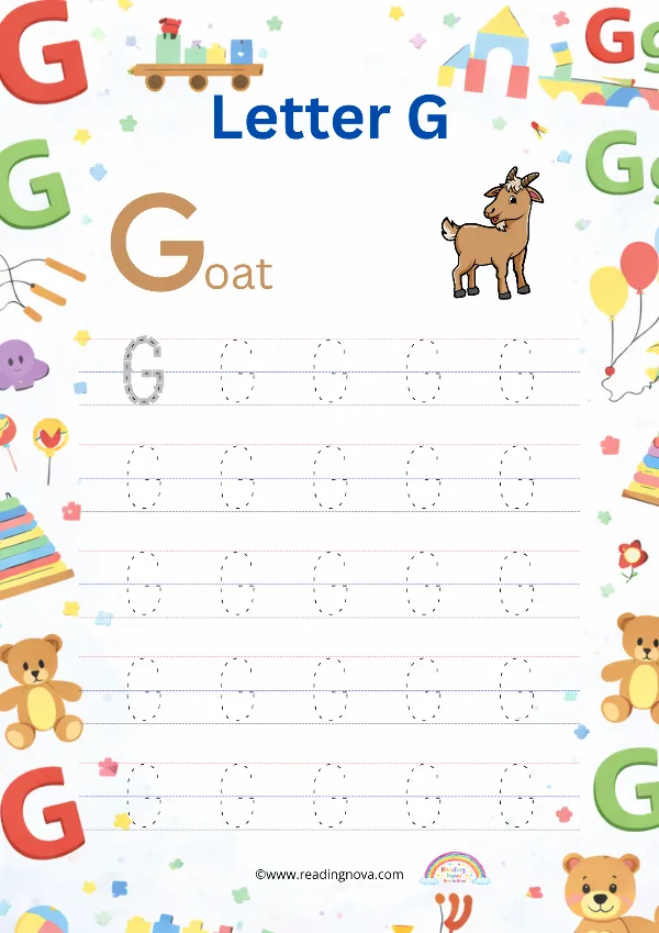 Free worksheet: Alphabet Tracing - G