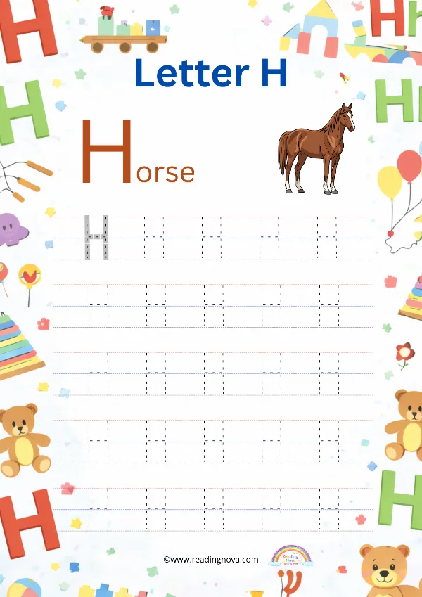 Free worksheet: Alphabet Tracing - H