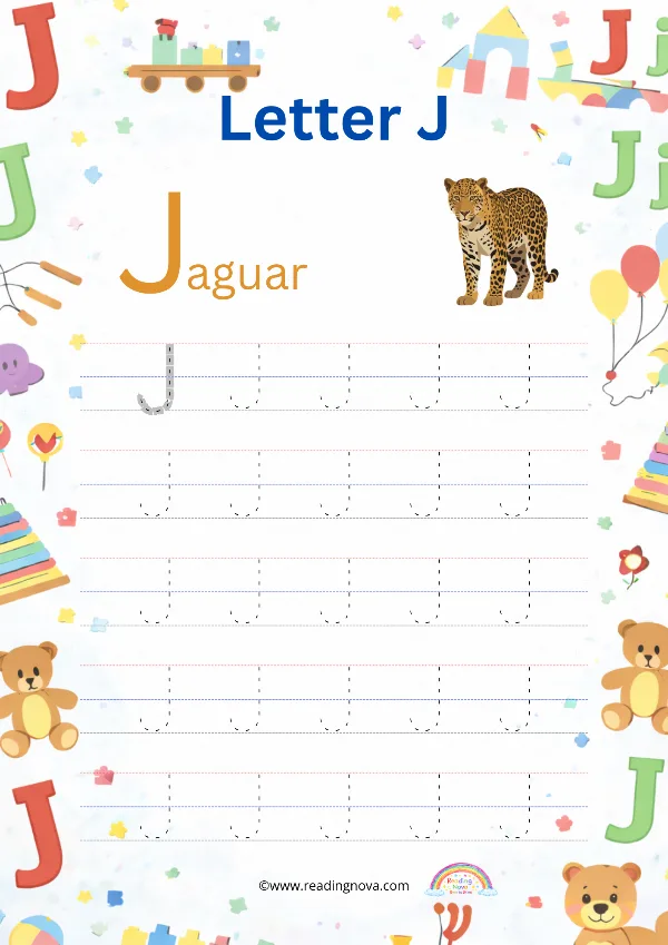 Free worksheet: Alphabet Tracing - J