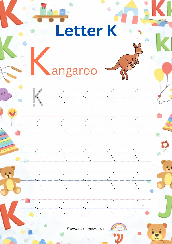 Free worksheet: Alphabet Tracing - K
