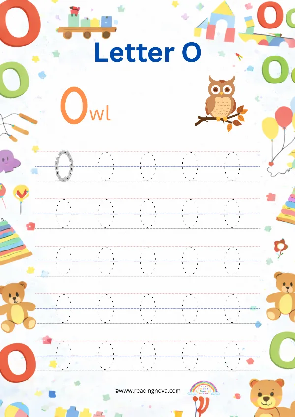 Free worksheet: Alphabet Tracing - O