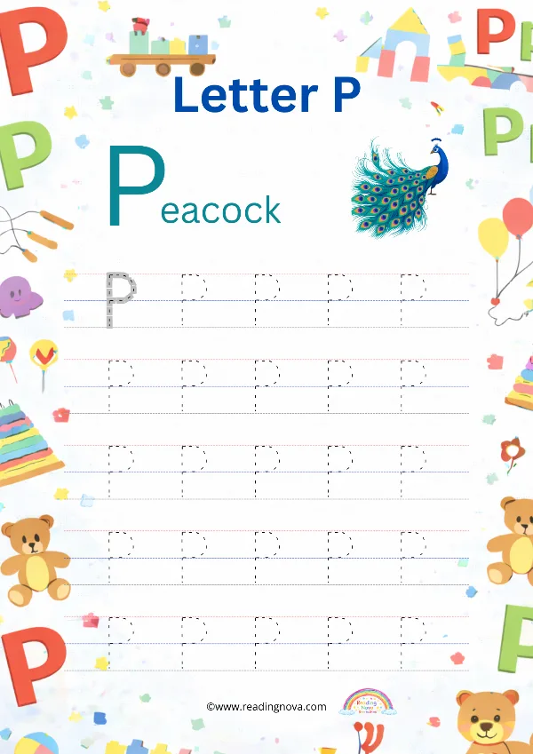Free worksheet: Alphabet Tracing - P