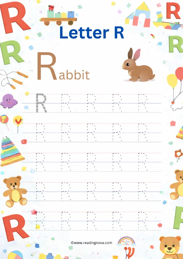Free worksheet: Alphabet Tracing - R