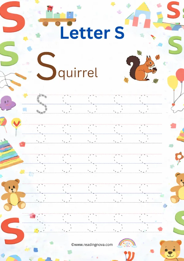 Free worksheet: Alphabet Tracing - S