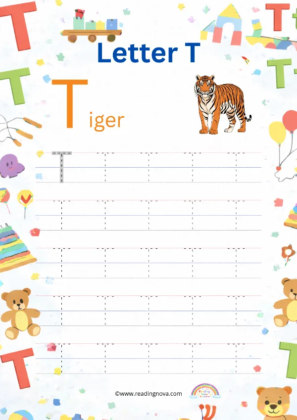 Free worksheet: Alphabet Tracing - T