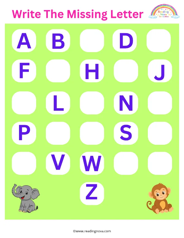 Free worksheet: Missing Uppercase Letters