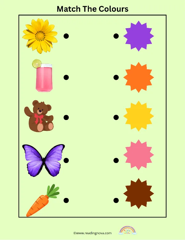 Free worksheet: Match The Colours