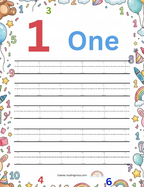 Free worksheet: Number Tracing - 1