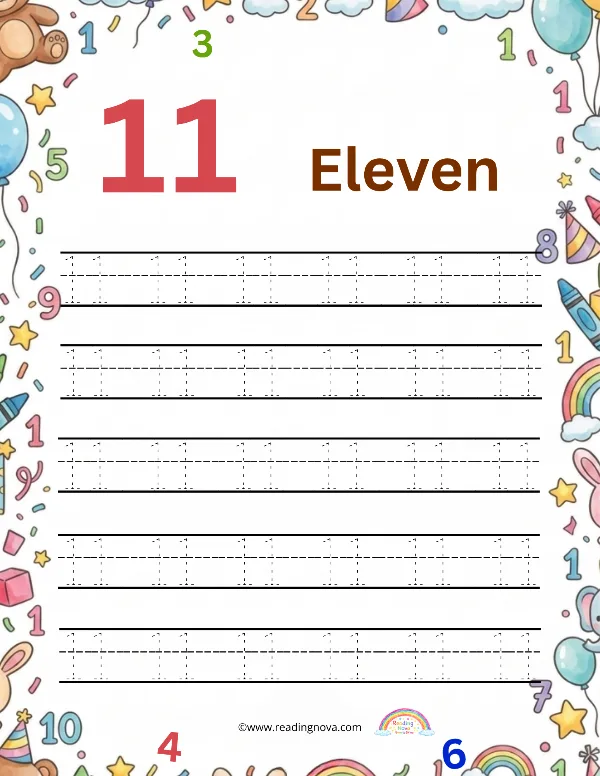 Free worksheet: Number Tracing - 11