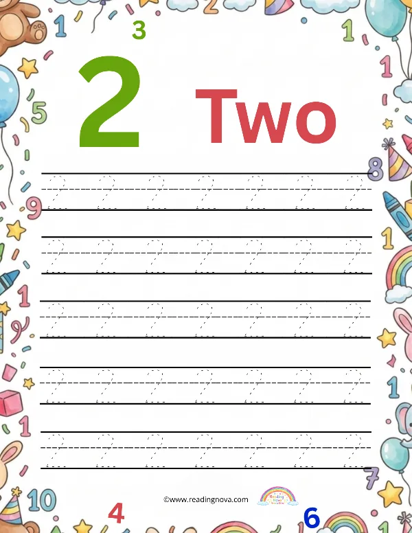 Free worksheet: Number Tracing - 2