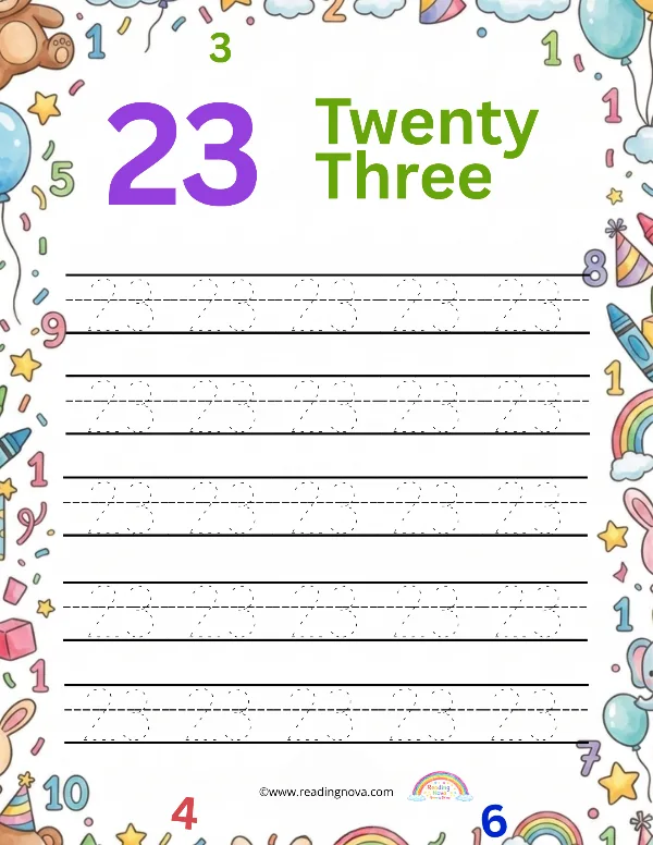 Free worksheet: Number Tracing - 23