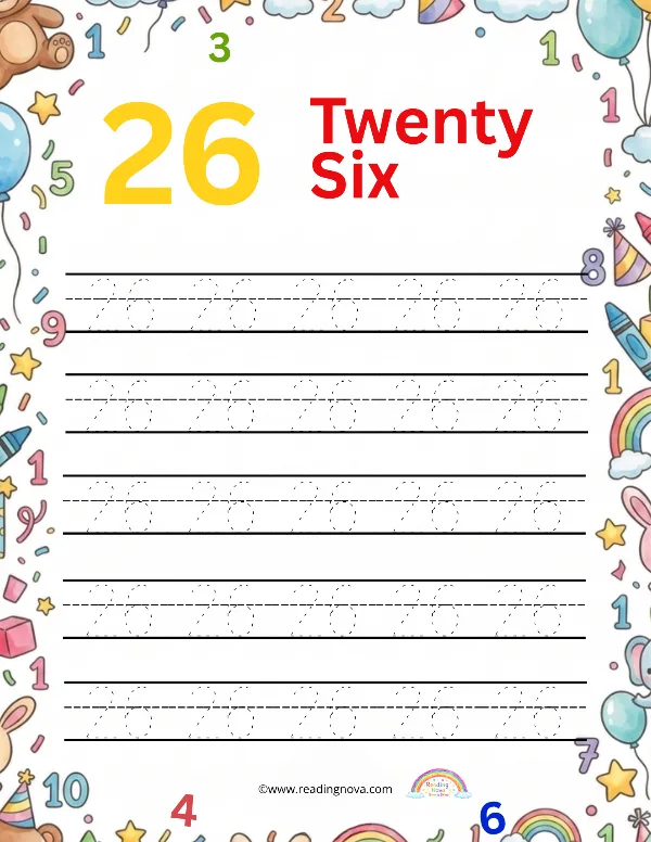 Free worksheet: Number Tracing - 26