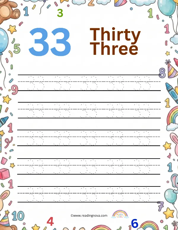 Free worksheet: Number Tracing - 33