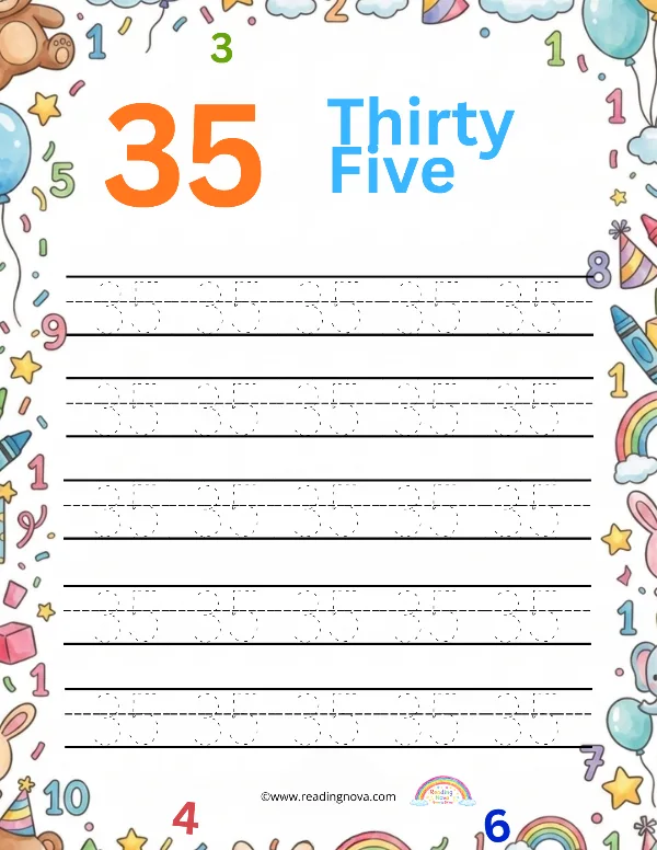 Free worksheet: Number Tracing - 35