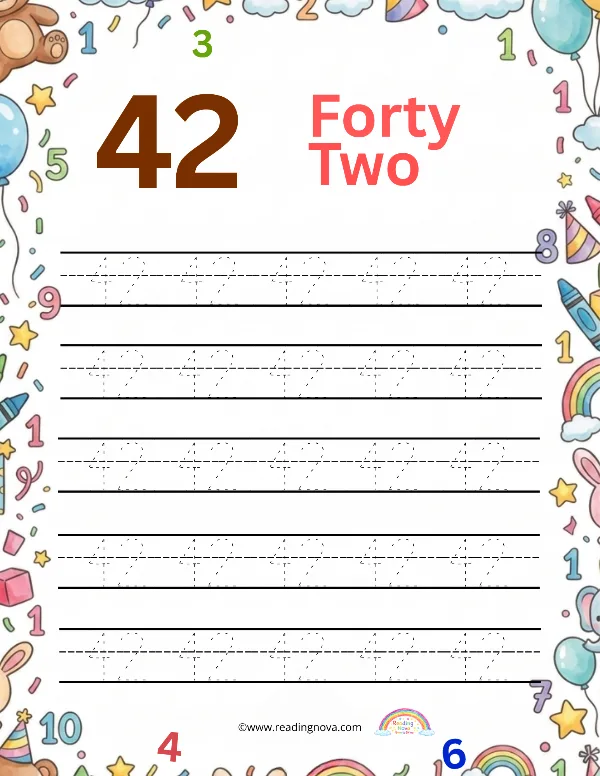 Free worksheet: Number Tracing - 42
