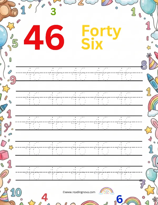 Free worksheet: Number Tracing - 46