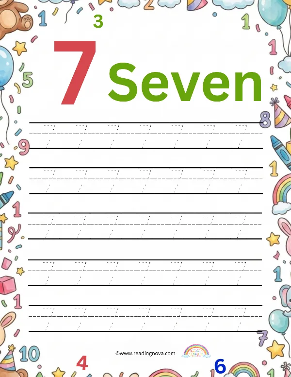 Free worksheet: Number Tracing - 7