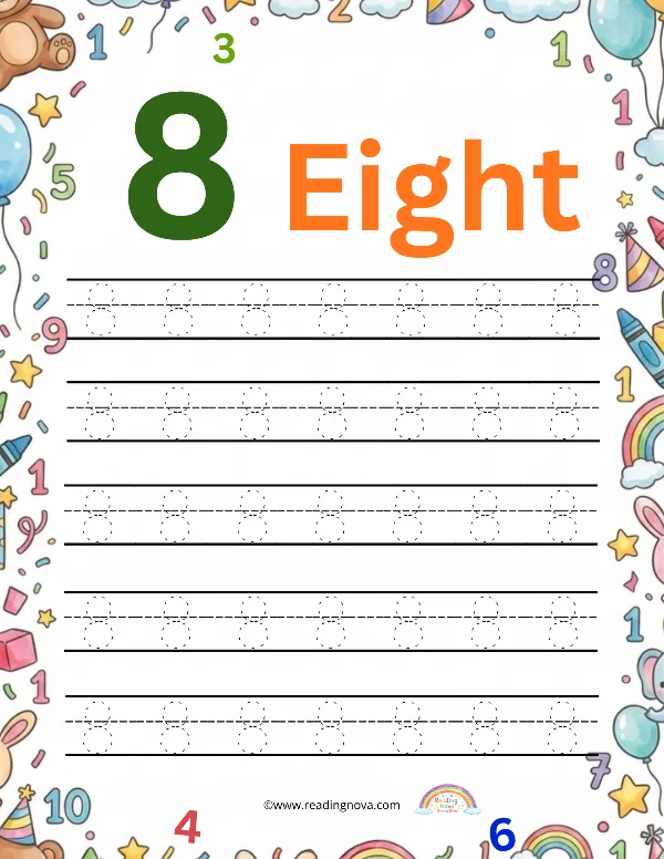 Free worksheet: Number Tracing - 8