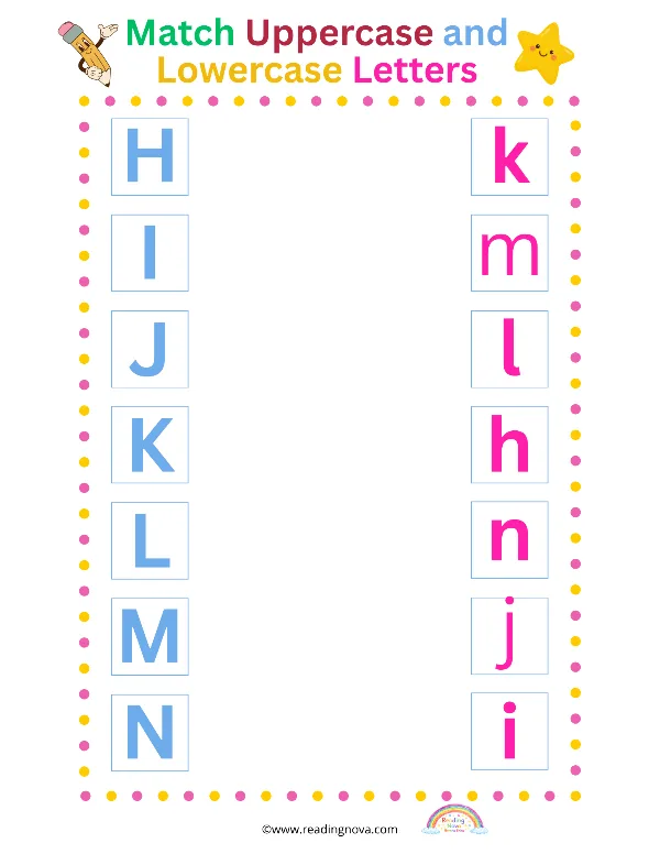 Free worksheet: Match Uppercase and Lowercase Letters 2