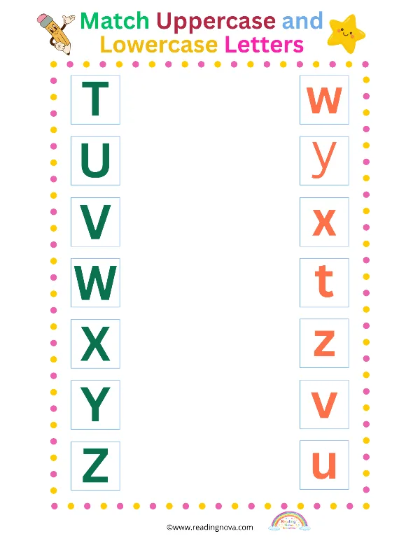 Free worksheet: Match Uppercase and Lowercase Letters 4